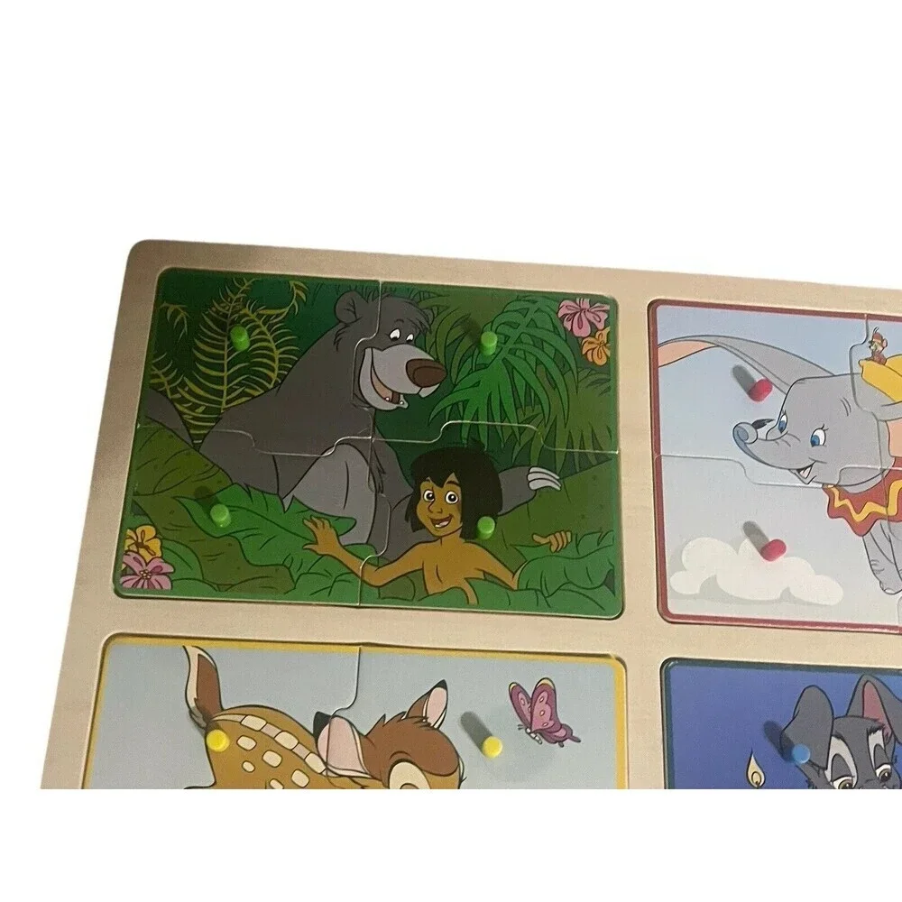 Melissa & Doug Disney Wooden Peg Puzzle Jungle Book Lady Tramp Bambi Dumbo RARE